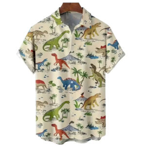 Dinosaur Hawaiian Shirt – Tropical Prehistoric Short Sleeve Button-Up