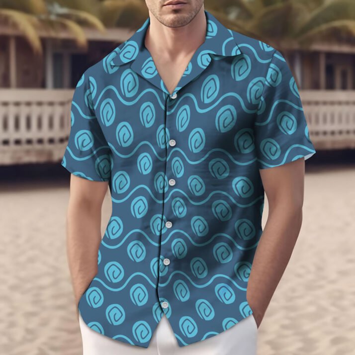 One Piece Zoro Hawaiian Shirt – Blue Spiral Button Down Anime Shirt