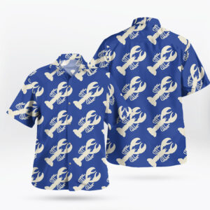 Blue Lobster Hawaiian Printed Large-Fit Shirt