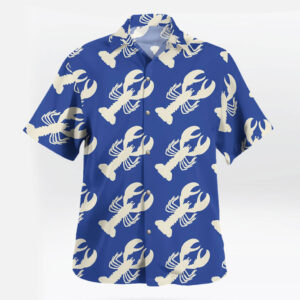 Blue Lobster Hawaiian Printed Large-Fit Shirt