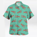 Green Red Lobster Pattern Button Up Hawaiian Shirt