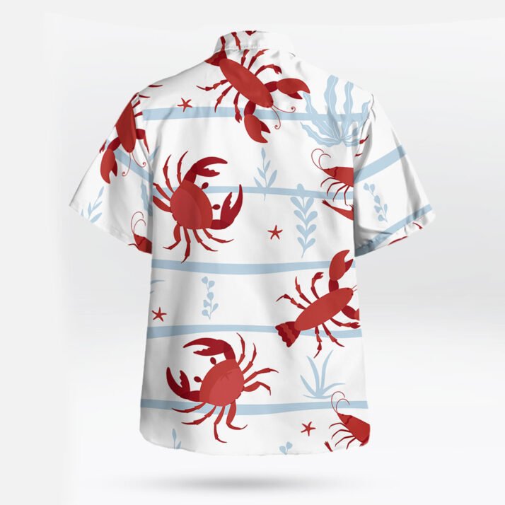 Lobsters & Shrimp White Button Up Hawaiian Shirt