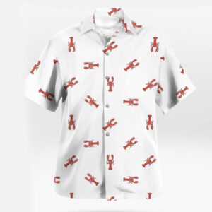 Minimal Red Lobster Button-Up White Shirt