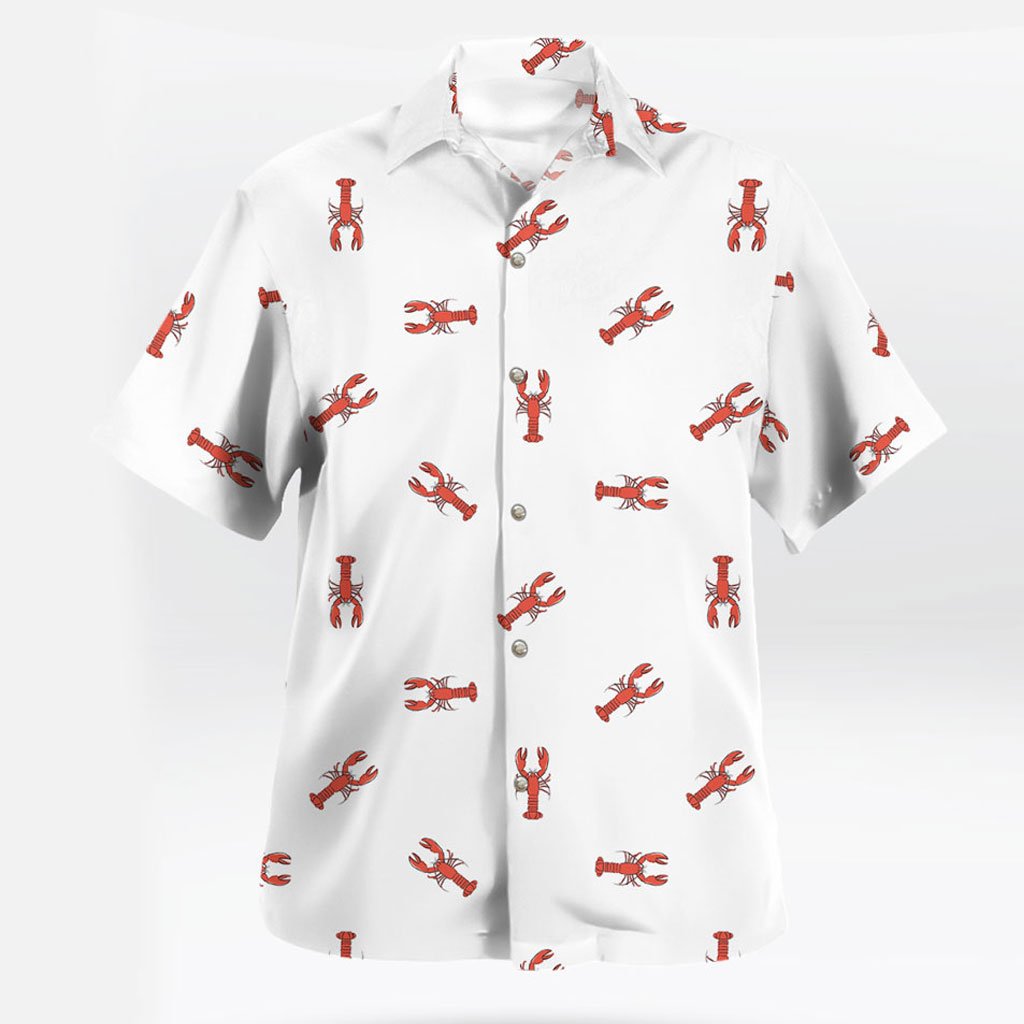 Minimal Red Lobster Button-Up White Shirt for men, women 7 Minimal Red Lobster Button-Up White Shirt