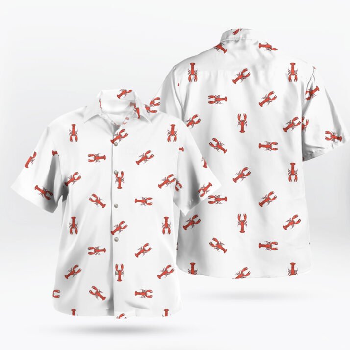 Minimal Red Lobster Button-Up White Shirt