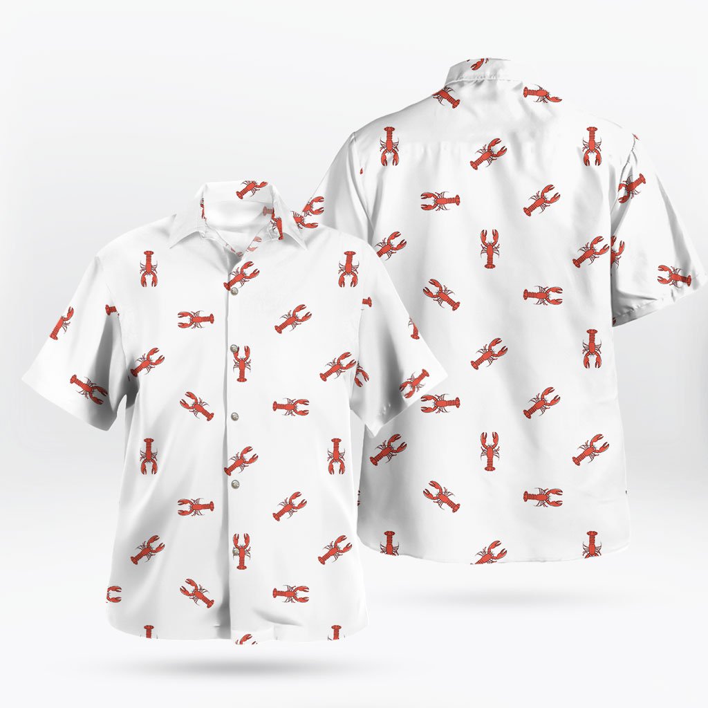 Minimal Red Lobster Button-Up White Shirt for men, women 6 Minimal Red Lobster Button-Up White Shirt