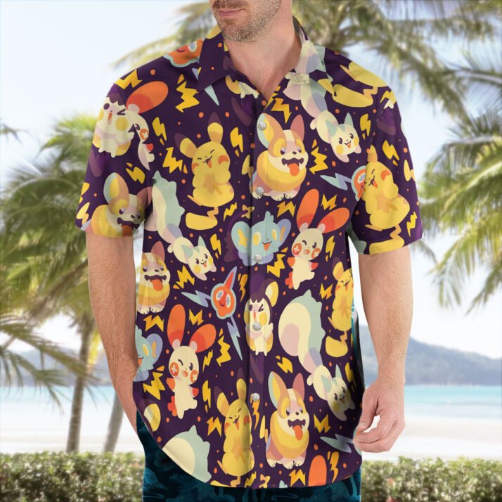 Pikachu and Friends Pattern Pokemon Hawaiian Shirt