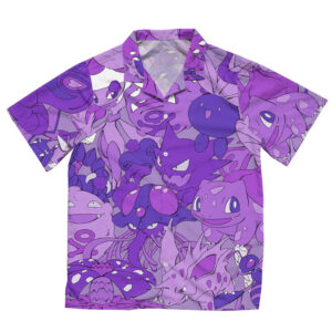 Purple Poison-Type Collage Pokemon Hawaiian Shirt