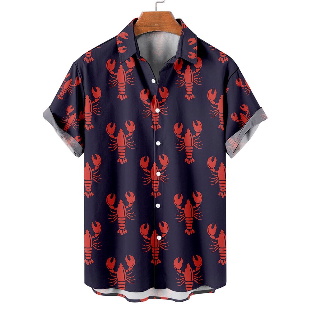 Red Lobster Pattern Casual Hawaiian Shirt For Summer 6 Red Lobster Pattern Casual Hawaiian Shirt For Summer