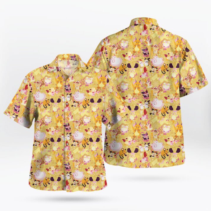 Tropical Pokemon Party – Yellow Aloha Hawaiian Shirt