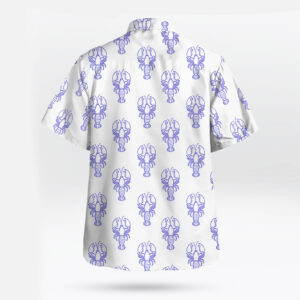 White Blue Lobster Pattern Button Up Aloha Shirt