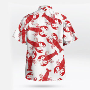 White Red Lobster Print Hawaiian Guy Shirts