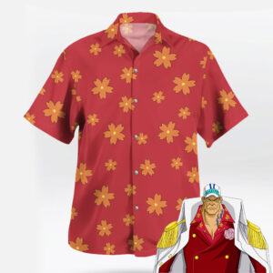 Akainu Red Floral Hawaiian Shirt One Piece Admiral Sakazuki Cosplay