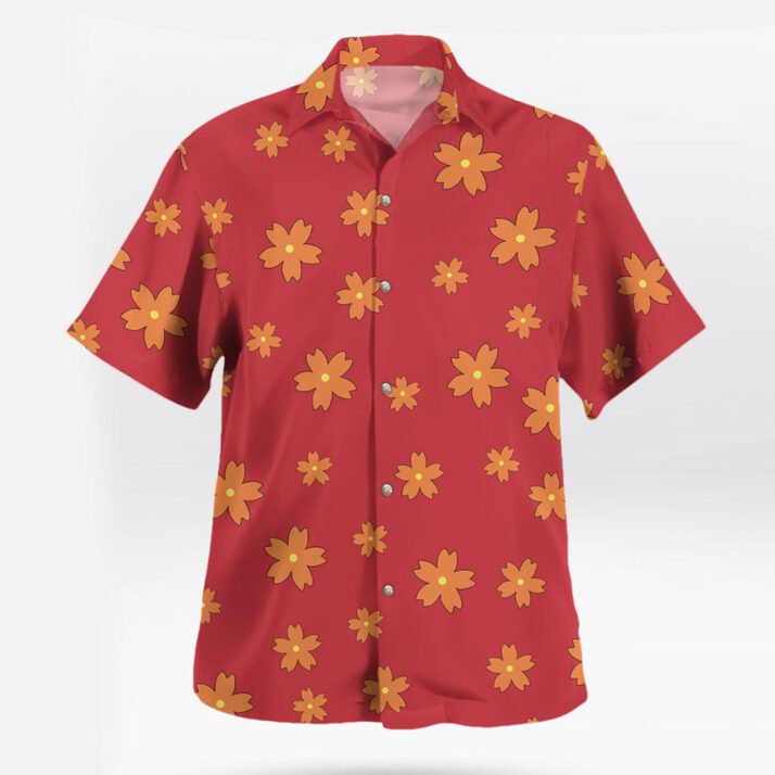 Akainu Red Floral Hawaiian Shirt One Piece Admiral Sakazuki Cosplay