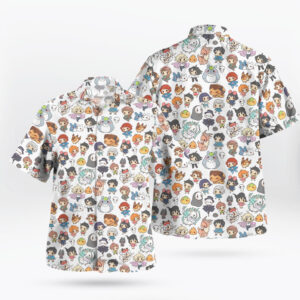 Chibi Studio Ghibli Characters White Hawaiian Shirt