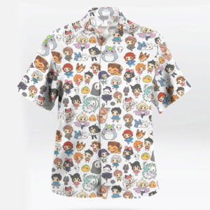 Chibi Studio Ghibli Characters White Hawaiian Shirt