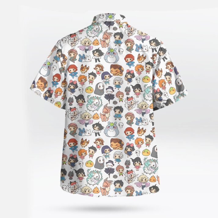 Chibi Studio Ghibli Characters White Hawaiian Shirt