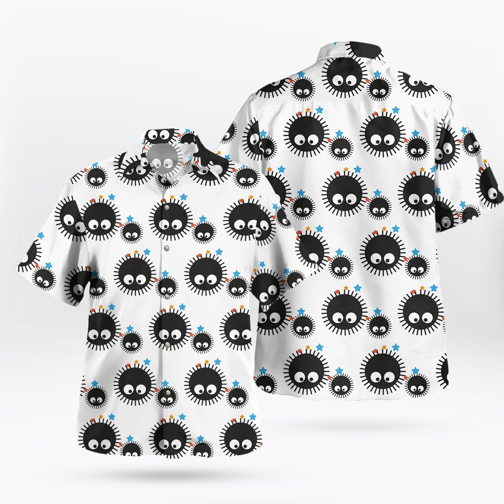 Cute White Susuwatari Cartoon Button Up Hawaiian Shirt 8 Cute White Susuwatari Cartoon Button Up Hawaiian Shirt