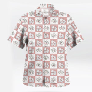 Ghibli Warawara Pink Grid Button-Up Hawaiian Shirt