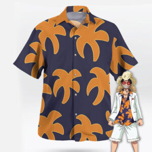 Navy Luffy Film Gold Outfit Button-up Hawaiian Shirt