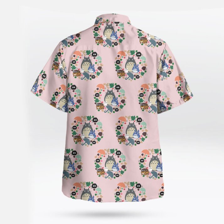 Pastel Pink Totoro Floral Circle Aloha Hawaiian Shirts