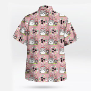 Pink Cute Totoro & Soot Sprites Pattern Hawaiian Shirt
