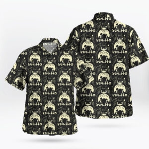 Retro Totoro Silhouette Black Ghibli Hawaiian Shirts