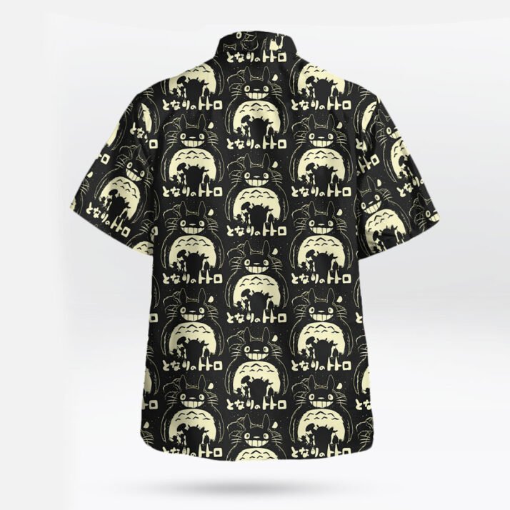 Retro Totoro Silhouette Black Ghibli Hawaiian Shirts
