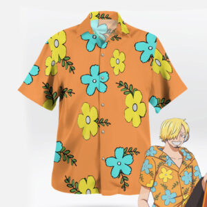 Sanji Egghead Shirt Hawaii Floral Button-Up Cosplay