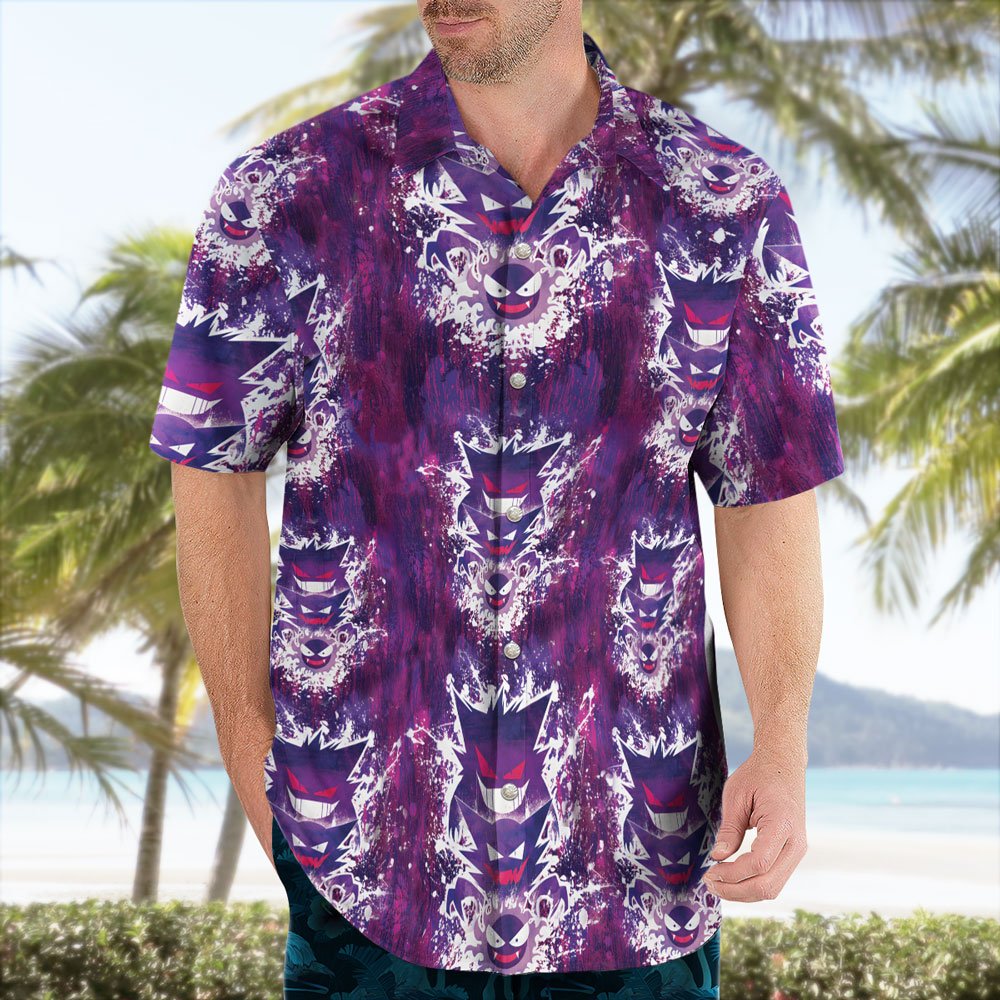 Shadow Gengar Pokemon Hawaiian Shirt 
