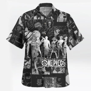 Straw Hat Crew Manga Panels Button-Up One Piece Hawaiian Shirt