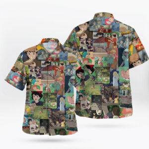 Studio Ghibli Anime Scenes Collage Mens Button up Shirt