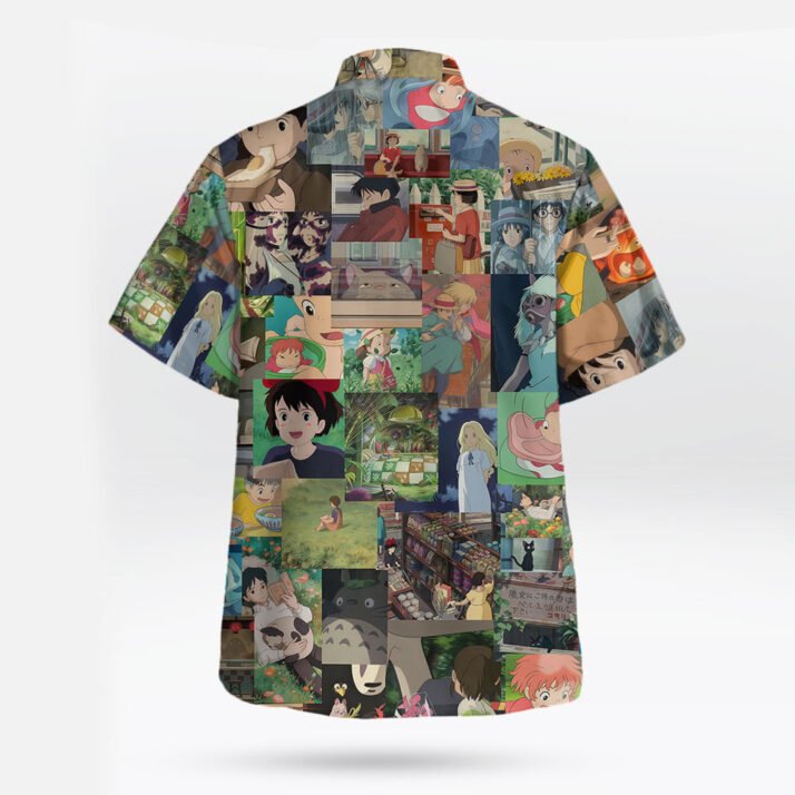 Studio Ghibli Anime Scenes Collage Mens Button up Shirt