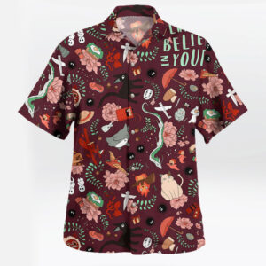 Studio Ghibli Icons Burgundy Aesthetic Hawaiian Shirt