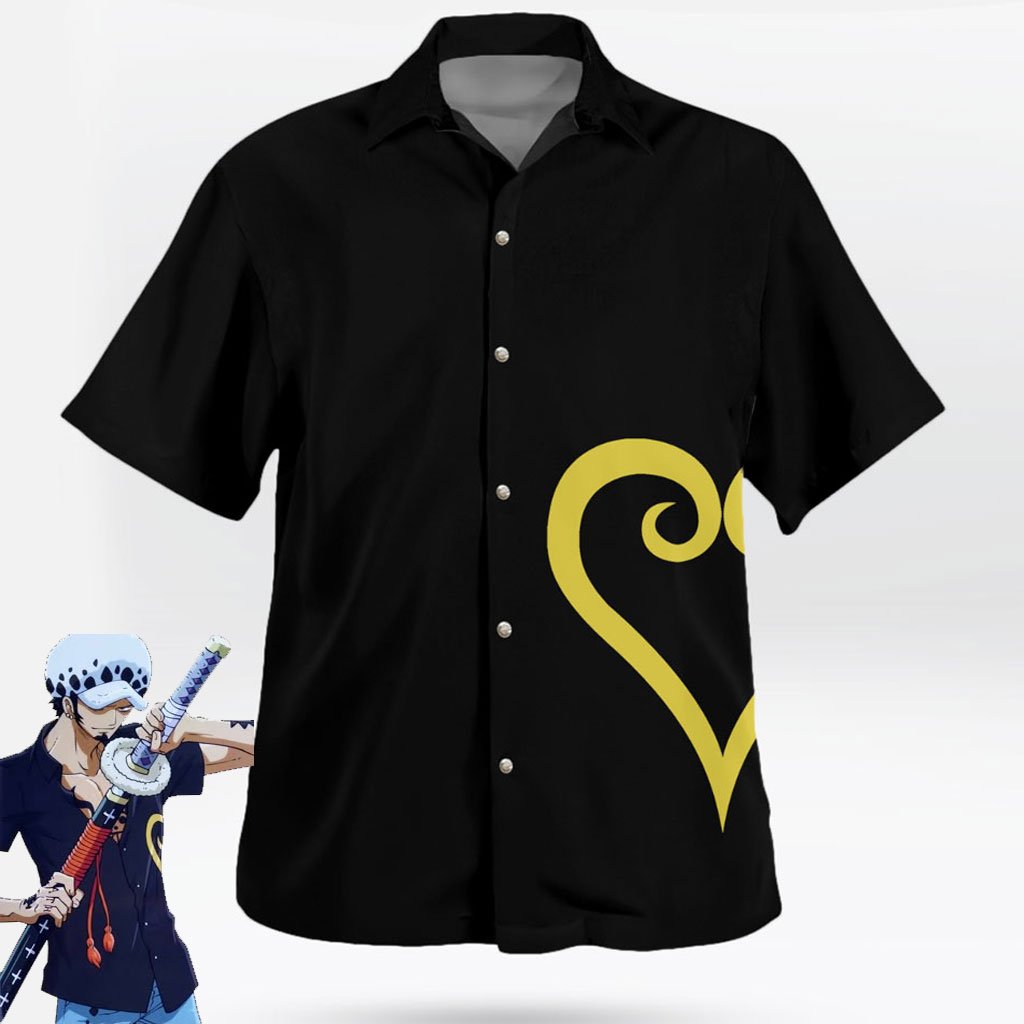 Trafalgar Law Zou Arc Cosplay Button-Up Black Shirt