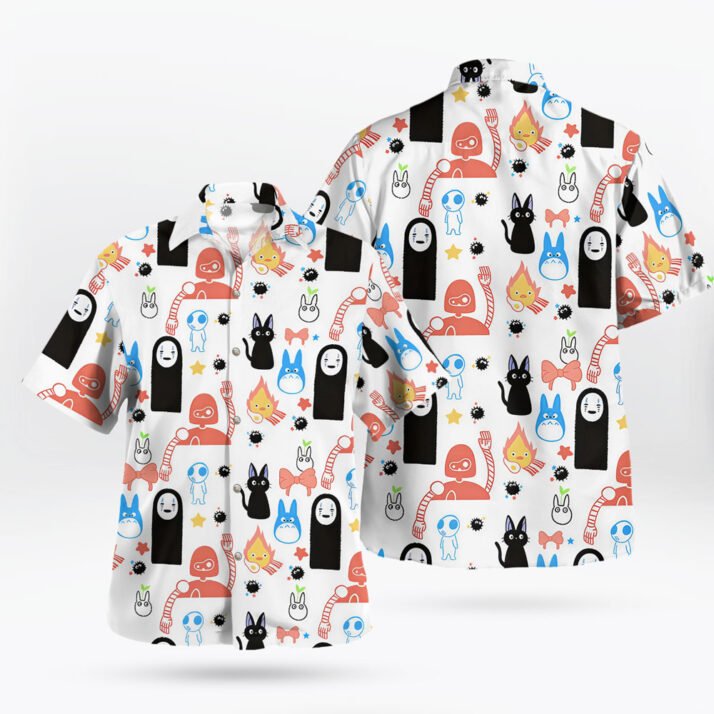 White Ghibli Characters Kawaii Hawaiian Shirt for Men Women's Clothing