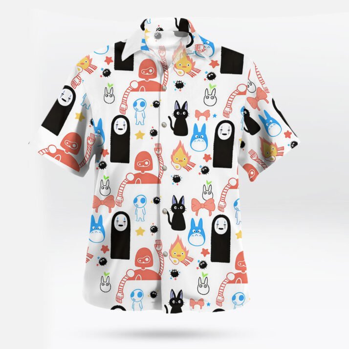 White Ghibli Characters Kawaii Hawaiian Shirt for Men Women's Clothing