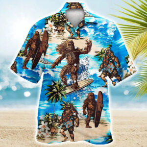 Bigfoot Hawaiian Shirt Tropical Surfing Sasquatch Aloha Shirt