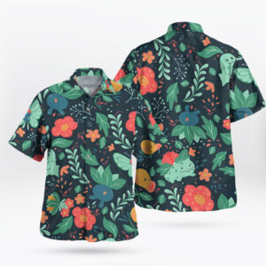 Bulbasaur Chikorita Oddish Pokémon Hawaiian Shirt Floral Print