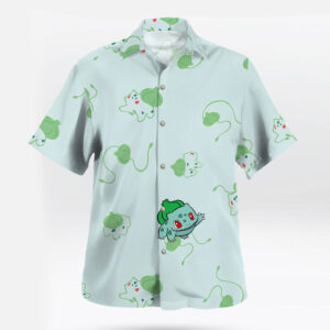 Bulbasaur Pokémon Hawaiian Shirt Cute Green Leaf Print