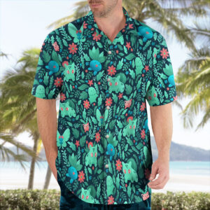 Bulbasaur Pokemon Hawaiian Shirt Tropical Grass Type Aloha Shirt