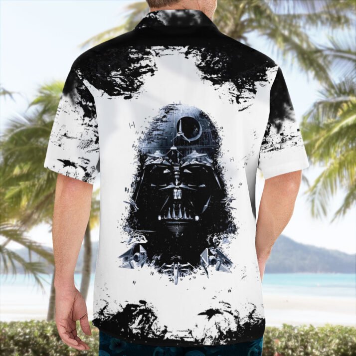 Darth Vader Star Wars Hawaiian Shirt Black White Death Star Aloha