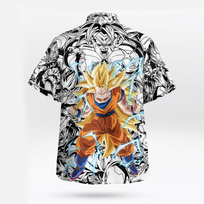 Manga Super Saiyan Goku Button Up Hawaii Shirts