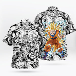 Manga Super Saiyan Goku Button Up Hawaii Shirts