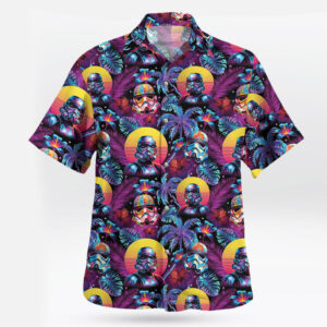 Neon Space Trooper Hawaiian Shirt Galactic Tropical Print