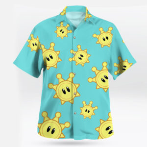Shine Sprite Hawaiian Shirt Super Mario Inspired Sun Print Aloha Shirt