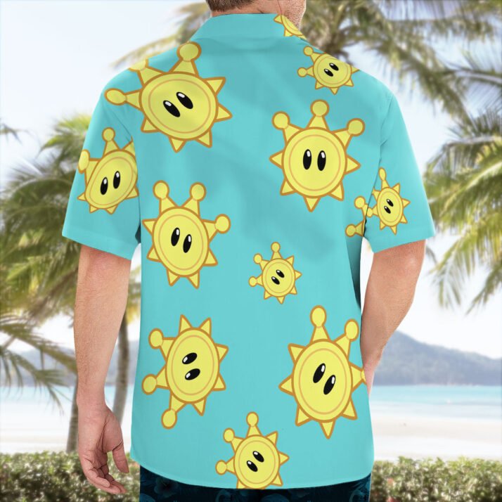 Shine Sprite Hawaiian Shirt Super Mario Inspired Sun Print Aloha Shirt - Image 3