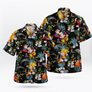 Son Goku Floral Hawaiian Shirt Super Saiyan