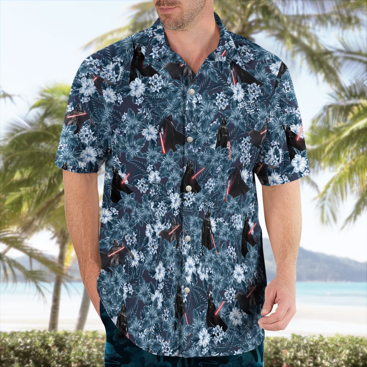 Star Wars Hawaiian Shirt Darth Vader Tropical Hibiscus Aloha 2