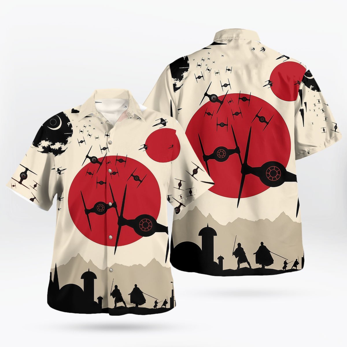 Star Wars Hawaiian Shirt TIE Fighter Rising Sun Aloha 1